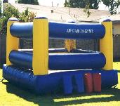 boxing ring, jump and jab with large gloves